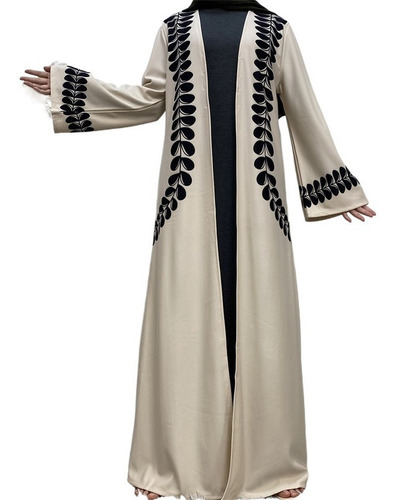 Árabe Moda Cardigan Impreso Vestido Largo