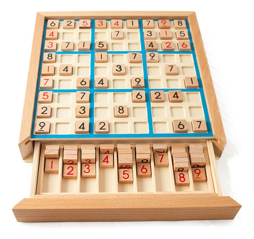 Tablero De Madera De Juego Sudoku Con Cajón