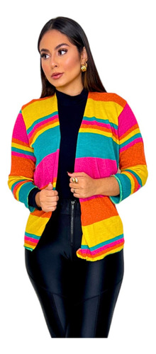Kimono Cardigan Casaco Blusa Fabi Colorido Rainbow Neon