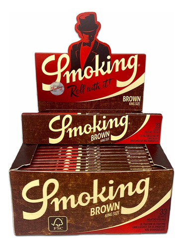 Caixa Seda Smoking Brown King Size Com 50 Livretos Original