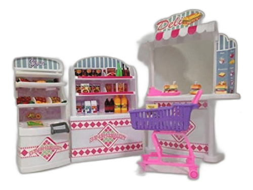 Casa De Muñecas Tamaño Barbie Muebles Supermercado