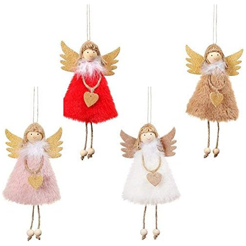 4pcs Muñeca De Navidad Ángel Colgante, Etiquetas Lind...