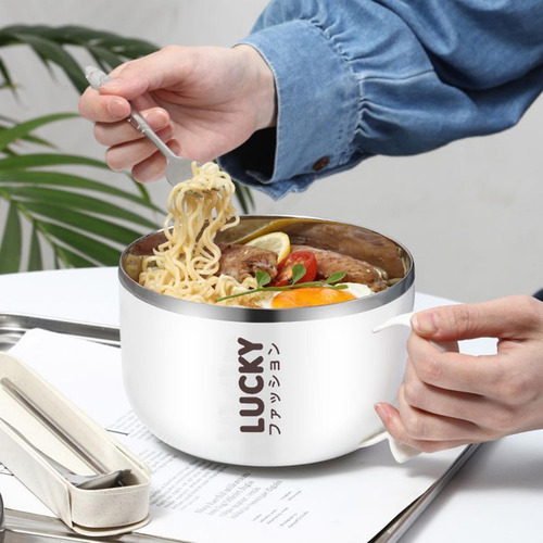 Cuenco De Ramen De Acero Inoxidable Con Tapa, Cocina De