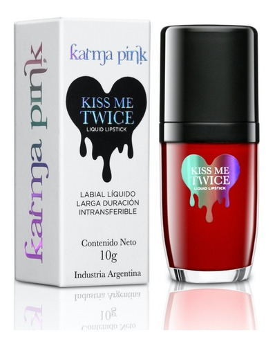 Imagen 3 de 10 de Labial Líquido Mate Larga Duración Kiss Me Twice Karma Pink