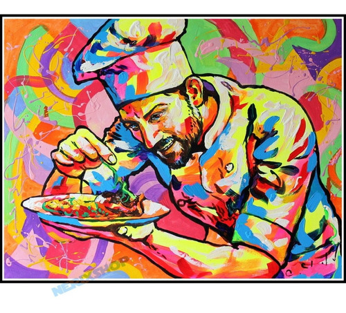 Poster 50x65cm Arte Decorar Cozinha Restaurante Chef Chefe