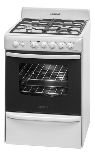 Imagen 3 de 3 de Cocina Longvie Eurodesign 19501B multigas 4 hornallas blanca 220V puerta con visor 66.5L