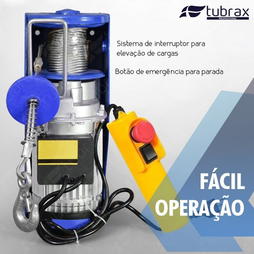 Talha Elétrica Guincho 1250w 220v 350/700 Kg Elevação 6/12 M