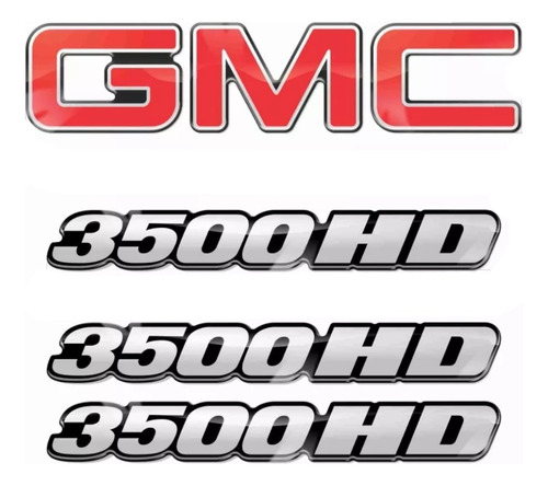 Emblemas Gmc 3500-hd Adesivos Laterais E Traseiros Resinados