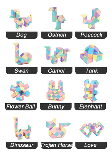 Juguete De Rompecabezas Magic Snake Cube Twist, 48 Segmentos