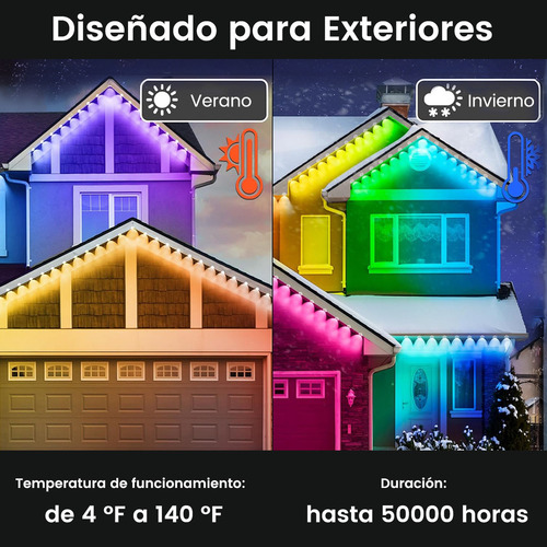 Luz Decorativa Rgb Para Alero 18m 30 Perlas De Lámpara Ip67