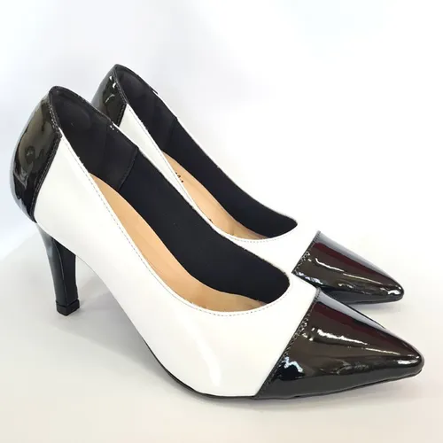 Scarpin Sapato Feminino Bicolor Moda Salto 8 Tendencia