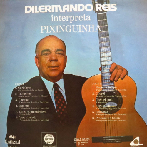 Lp Dilermando Reis Interpreta Pixinguinha   -     Vinil Raro