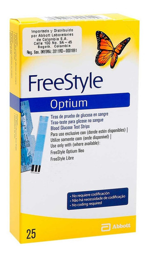 Tiras Reactivas Freestyle Optium De Abbott® 25 Und