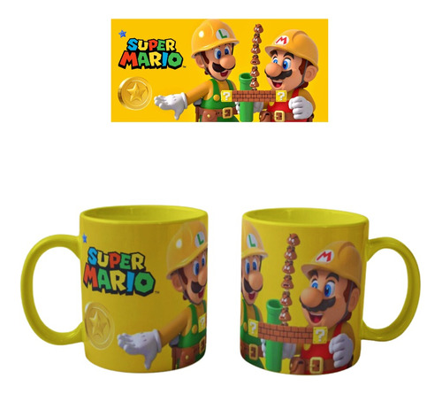 Mug De Mario Y Luigi Bros Constructor Personalizado Colores