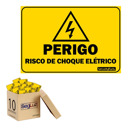 Placa De Advertência Perigo Risco Choque Elétrico 10 Pçs