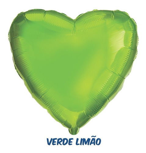 Balão Metalizado Coração 50cm - 20 Polegadas - Flexmetal Cor Verde-limão