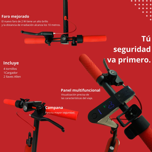 Scooter Eléctrico 25km/h Alto Rendimiento Plegable Luz Led