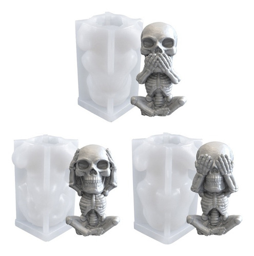 3d Cráneo Vela Resina Epoxi Molde Diy Halloween Esqueleto Mo