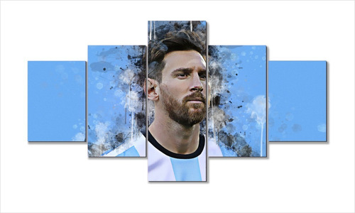 Cuadros Decorativos  Lionel Messi  5 Piezas 134x72cm