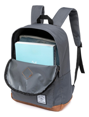 Mochila Polo One Urbana Moda Casual Reforçada Cor Cinza Desenho Do Tecido Lisa