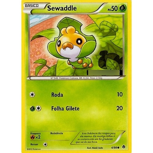 Sewaddle - Pokémon Planta Comum - 4/98 - Pokemon Card Game