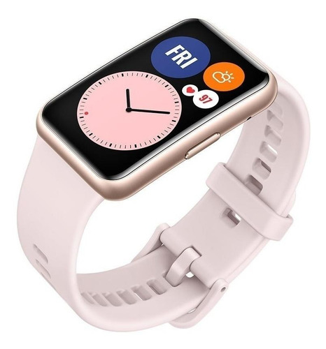 Imagen 4 de 7 de Huawei Watch Fit Active 1.64" caja de fibra polimérica rose gold, malla sakura pink de silicona TIA-B09