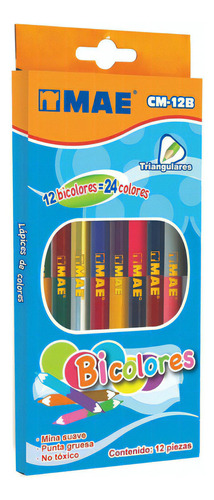 12 Colores Triangulares Doble Color (12*24 Colores)