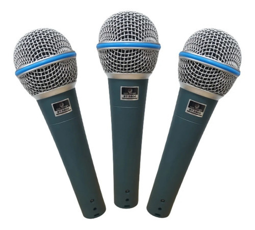 Microfone De Mão Dinâmico Waldman Bt5800 Kit Com 3 Cardióide Cor Verde-escuro