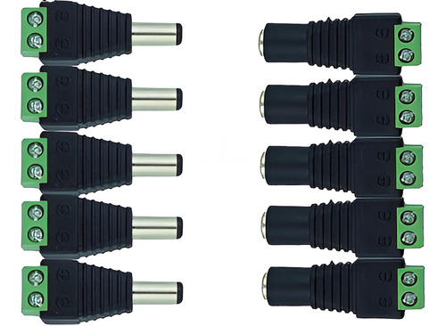 Conector Jack Adaptador Cctv Y Led, Hembra Y Macho 5 Pares