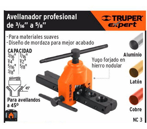 Imagen 2 de 8 de Pestañadora Avellanador Excentrica Refrigeracion 3/8 A 5/8