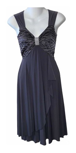 Elegante Vestido Gris De Fiesta Para Dama Talla M