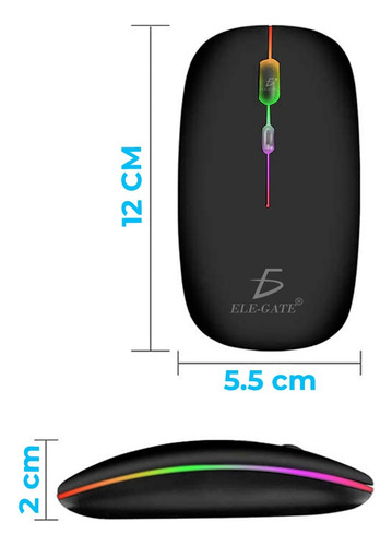 Lote 3pz Mouse Inalámbrico Recargable Rgb 2.4ghz Ele-gate