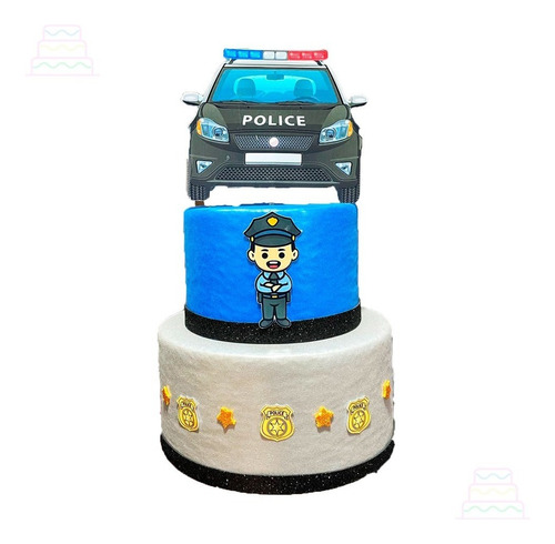 Bolo Fake Maquete Tema Carro Polícia / Police - Viatura