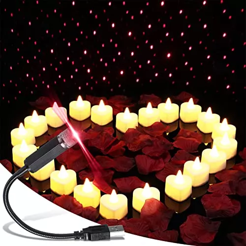 Mudder 12 Velas de Té LED Formas de Corazón Velas LED de Amor con