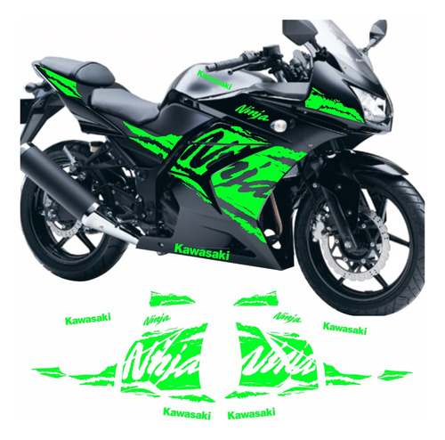 Kit Adesivos Kawasaki Ninja 250 Recorte Fluorescente/neon 7