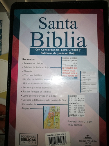 Biblia Reina Valera Letra Grande Con Forro E Indice P.j.rojo