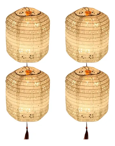 comprar 4 Faroles De Papel Con Luces Linternas Chinas Rojas\u002Fblancas