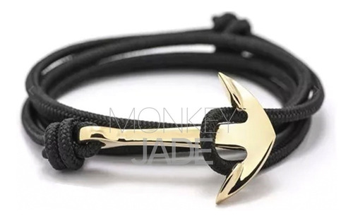 Pulsera Hombre Mujer Soga Dije Acero Dorado Pulsera Ancla