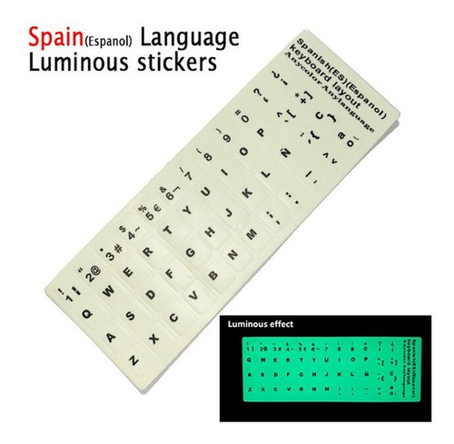 Pegatina Adhesivas Teclas Luminosa Teclado Español