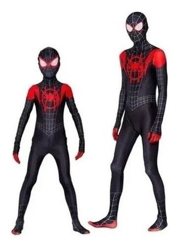 Traje Para Spiderman Miles Morales Cosplay Adultos Halloween A