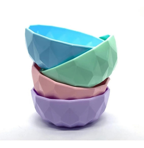 Bowls X 4, Compoteras De Plástico Facetado- 15 X 7 Cm-