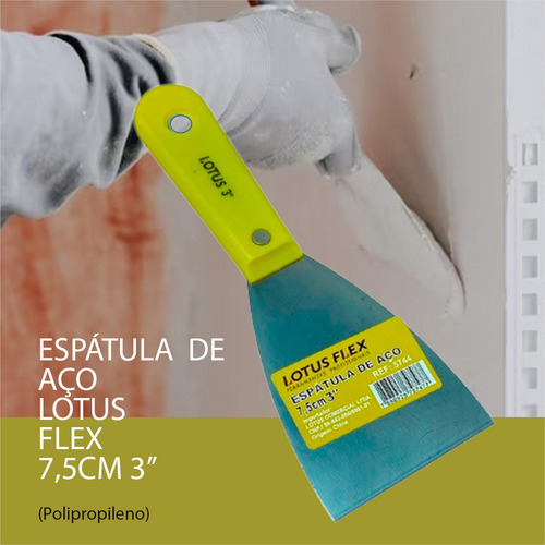 Espátula De Aço 7,5 Cm Lotus Flex 3'' Inox Gesso Massa