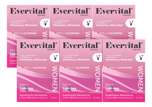 Evervital Women Suplemento 30 Cápsulas (6 Piezas) Sabor Sin Sabor