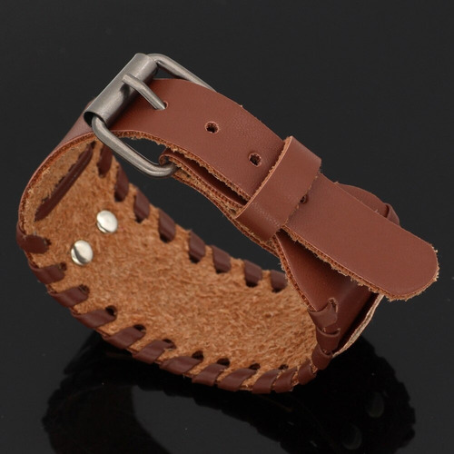 Pulsera Brazalete Cuero Dragón Vikingo Nórdico Runas Hombre