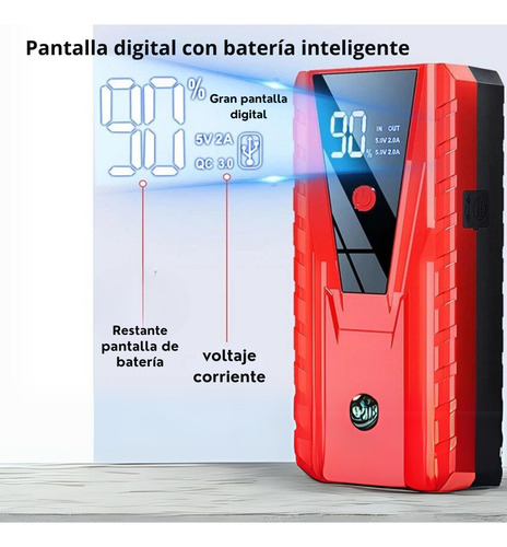 Arrancador De Batería Auto Usb 26000mah Power Bank Linterna