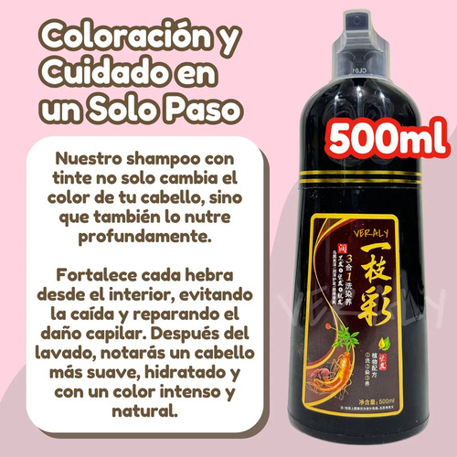 Shampoo Cubre Canas Con Tinte Para Cabello 500ml