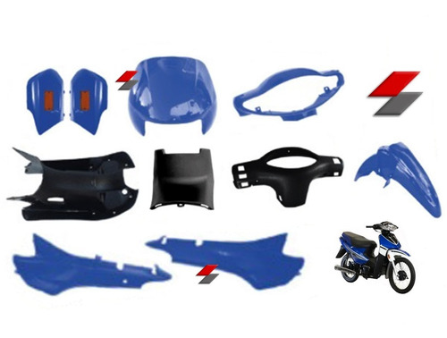 Kit 10 Plasticos Smash Biz Trip Bit Max 110 Azul - Negro/ Mh