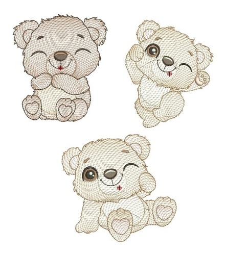 Diseño Matrices P/maquinas Bordadoras Ositos Oso Bebe 9cm