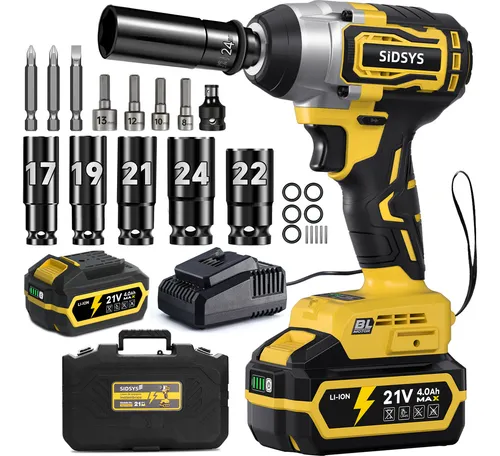 comprar Llave De Impacto Pistola Inalámbrico Electrica Sidsys Sin Carbones 4.0ah Con Maletín De Transporte