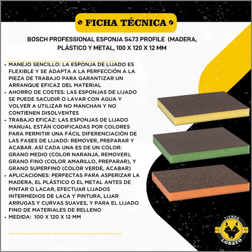 Imagen 3 de 10 de Taco De Esponja Lija Abrasiva Bosch S473 Para Contornos